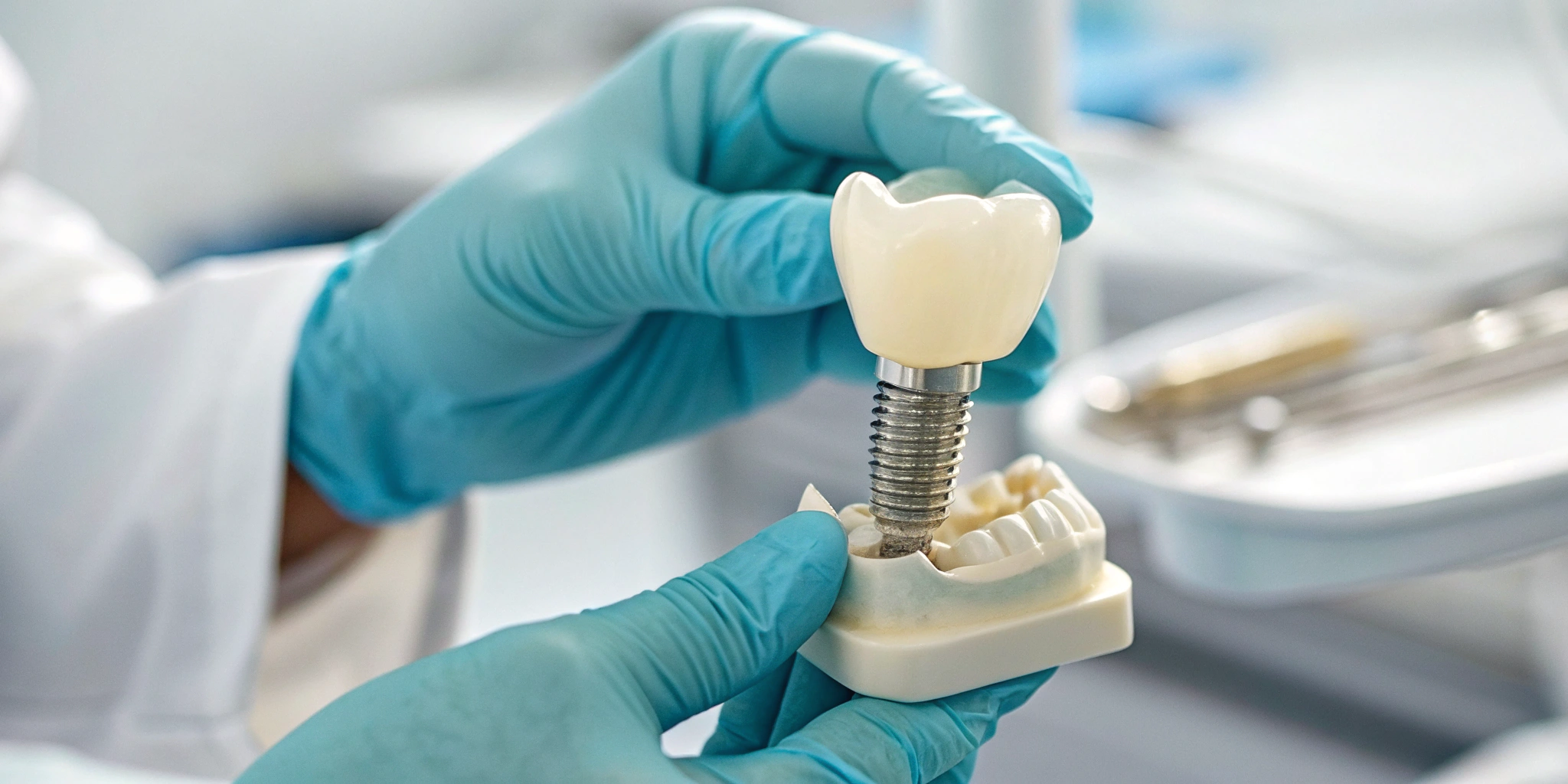 All-on-4 dental implant model being crafted in a Los Angeles dental lab.