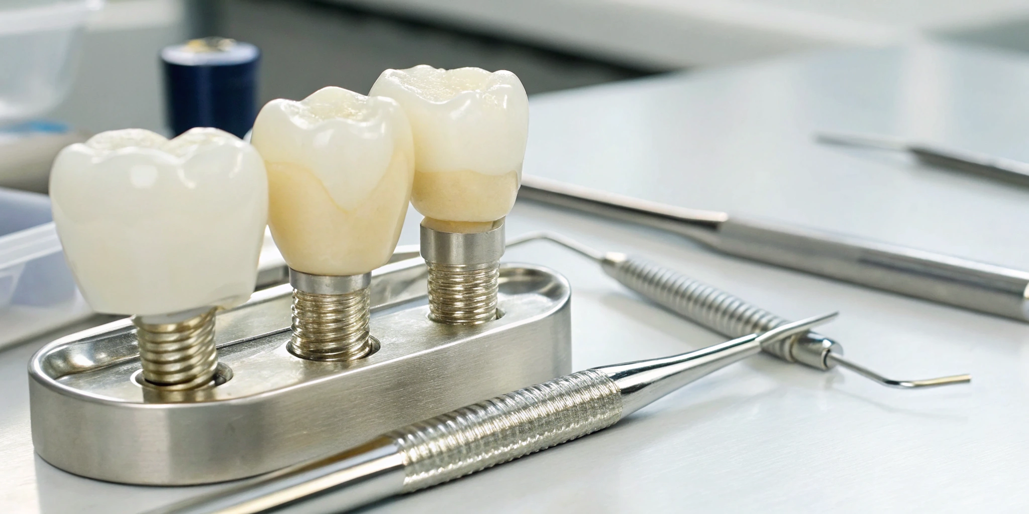 All-on-4 dental implants and tools used for professional dental lab services.