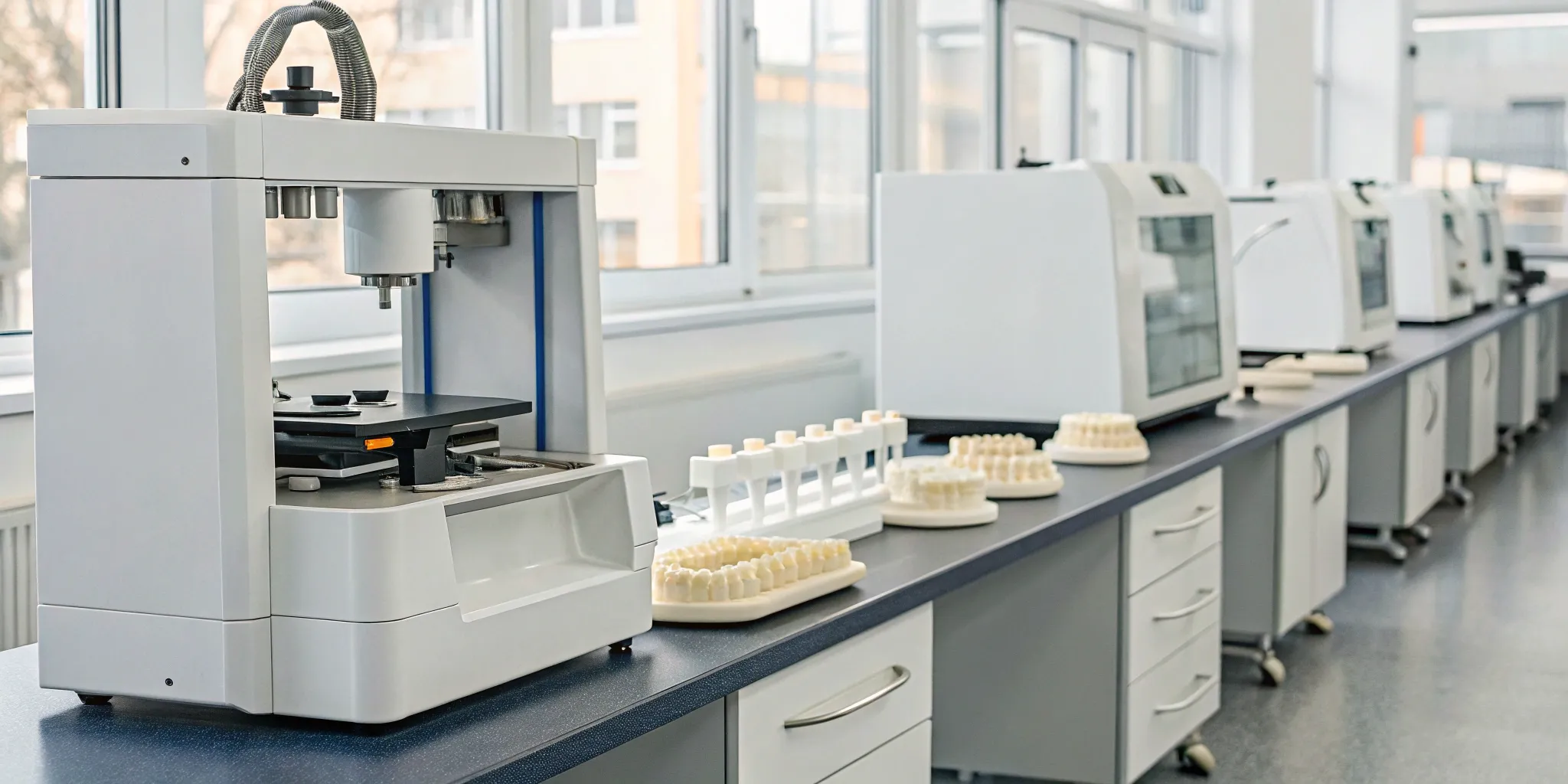 A modern all-ceramic crown lab using a digital workflow for precise dental restorations.