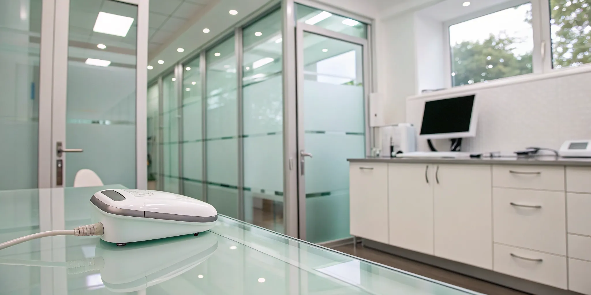 An intraoral scanner from a free program for dentists in a modern clinic setting.