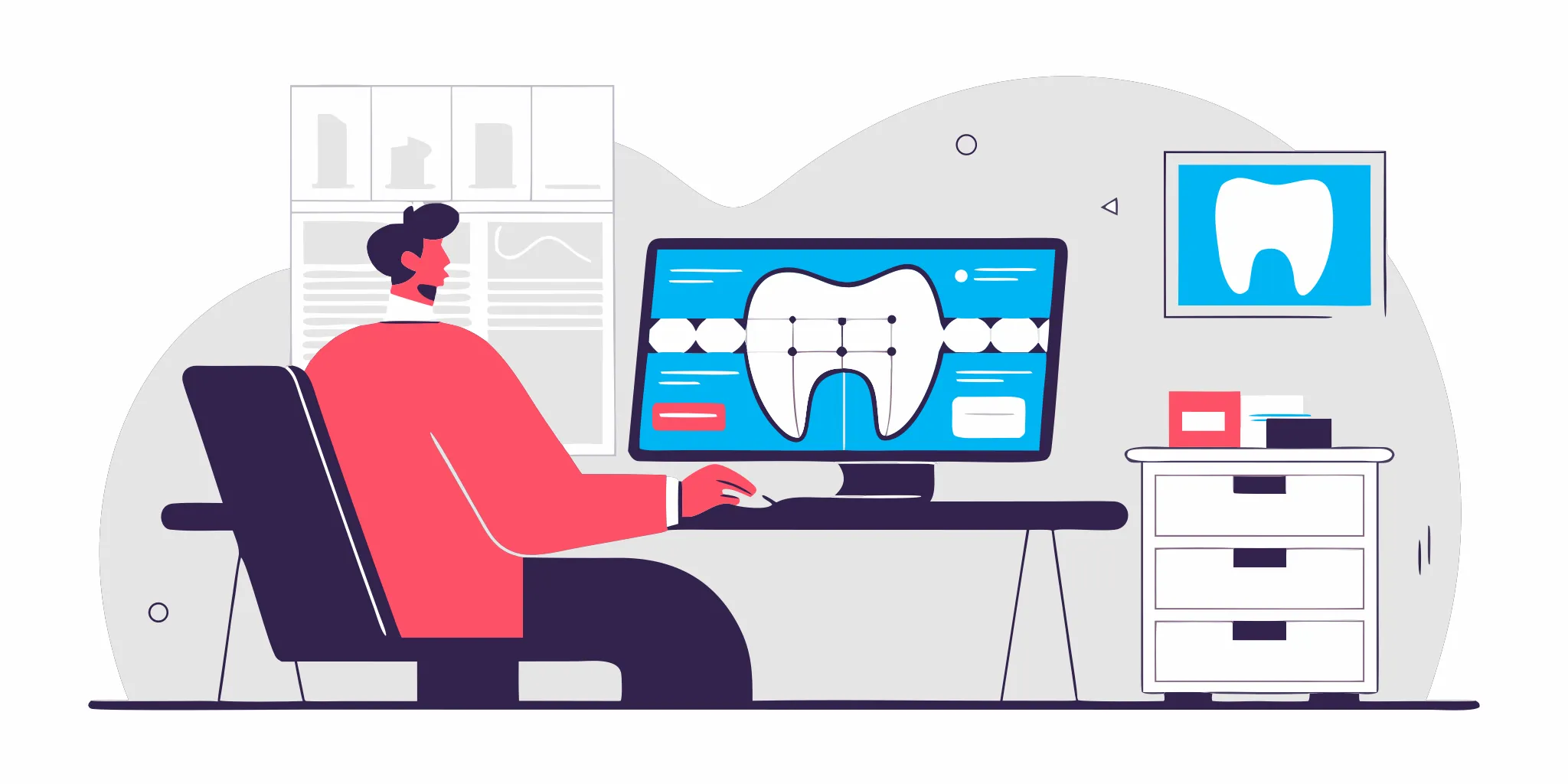 Dentist reviewing digital denture records before lab submission