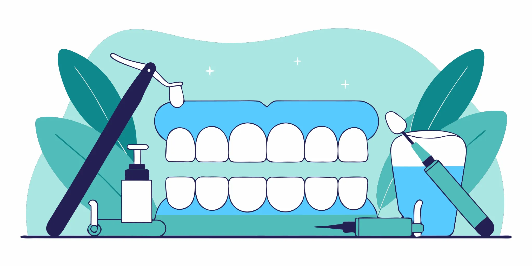 Dental veneer preparation on anterior teeth showing margin lines and reduction guidelines