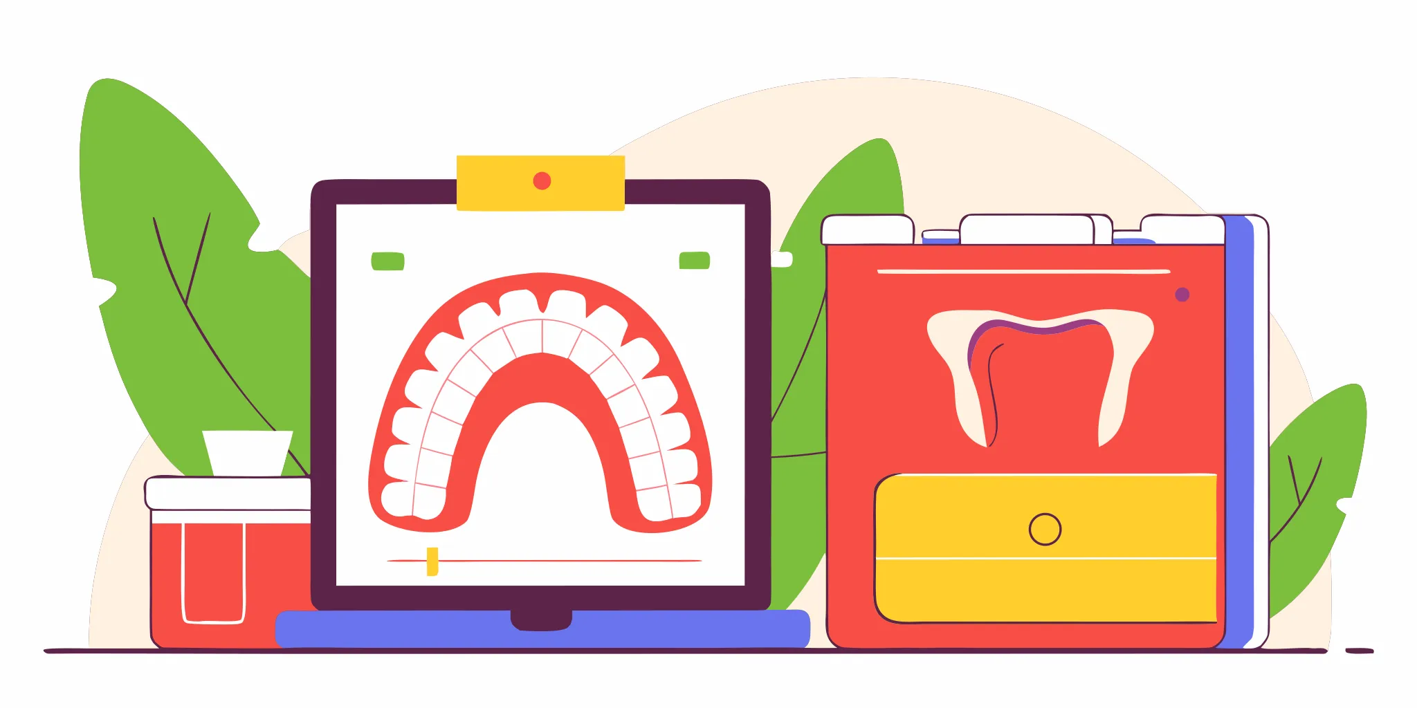 High-resolution 3D digital dental scanner software displaying clear aligner setup.